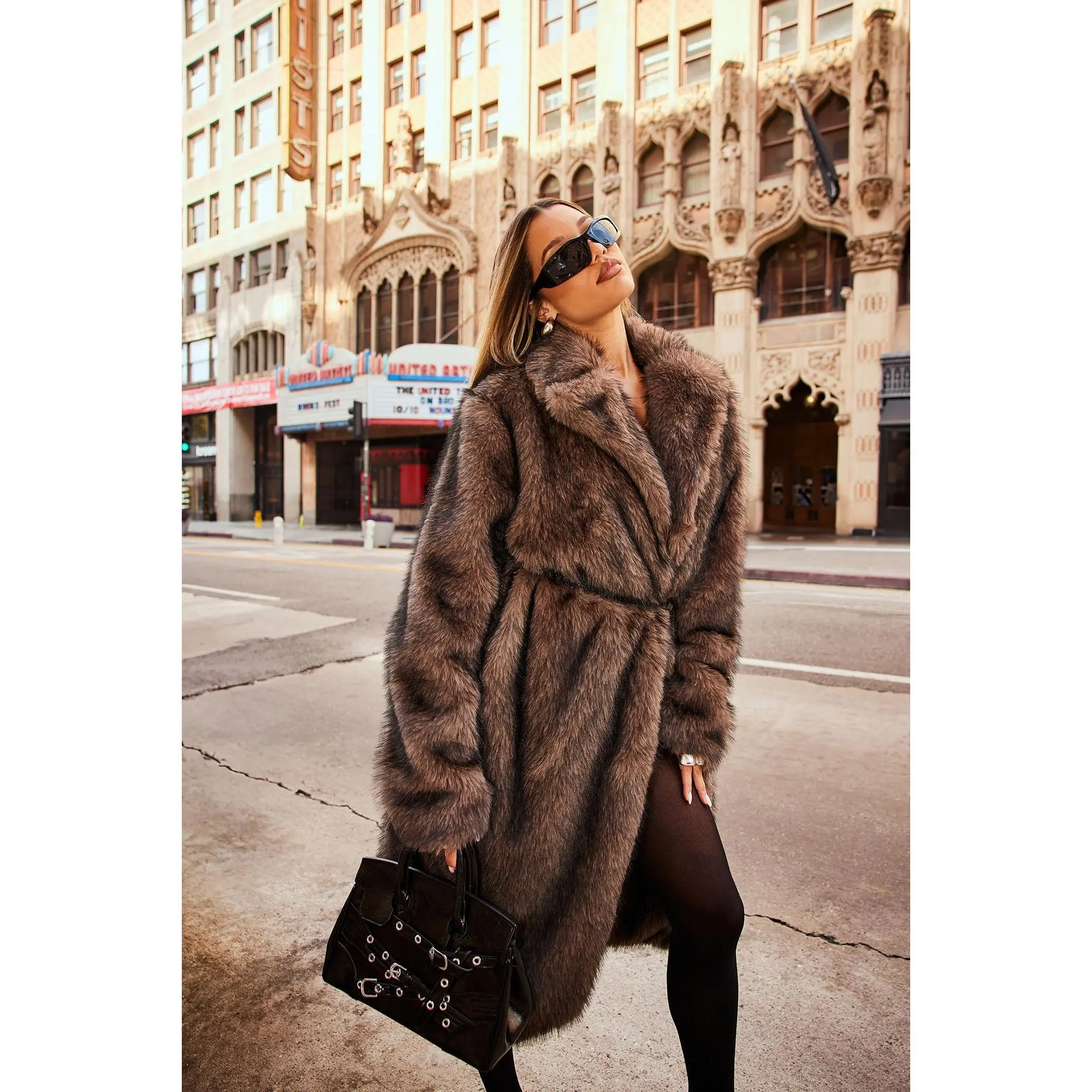 Kendall Two Toned Faux Fur Trench Coat - Brown/combo