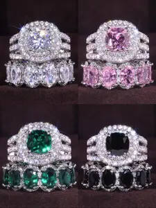 Elegant Temperament Zirconia Ring Set, Fashion Accessories for Women, Trendy All-match & Exquisite Jewelry for Birthday Gift, Engagement Ring Set, Solitaire Stackable Rings, Statement Multi Ring