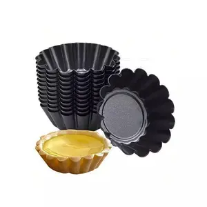 Egg Tart Molds Set of 12, Mini Carbon Steel Non-Stick Egg Tart Pans, Durable Baking Tools for Kitchen, Easy Clean Cooking Utensils, Multipurpose Bakeware Kit