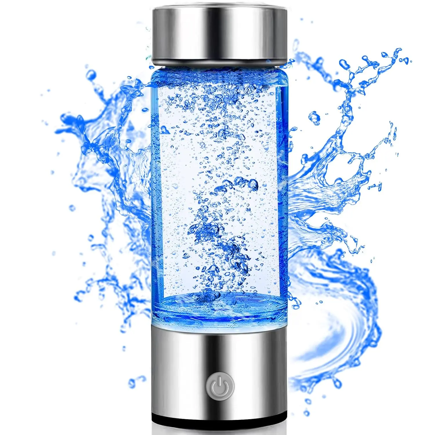 Hydrogen Water Bottle, Hydrogen Rich Water Generator, Rechargeable Portable Glass Hydrogen Water Ionizer Machine with SPE and PEM Technology, for Daily Office Home Travel and Fitness Drinking Beverage