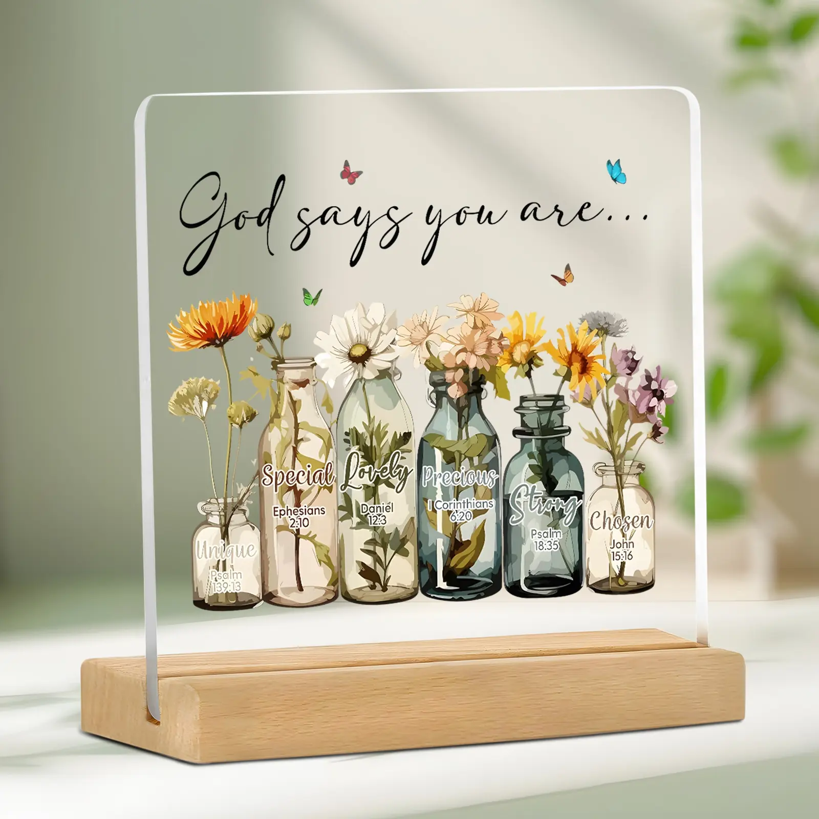 Christian Acrylic Scripture Wall Decor, Inspirational Gift for Women, Encouraging Bible Verse Sign for Birthdays and Christmas