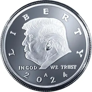 Donald Trump Silver Coin 2024 with Certificate of Authenticity President Coin Trump Coin Collectors Silver Plated 38mm x 2mm United State Collectible