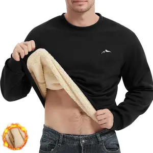 Men'S Cozy Fleece-Lined Sweatshirt - Warm Autumn & Winter Pullover with Mountain Print, Long Sleeve, Round Neck, Casual Style, Cozy Clothing | Casual Style Top | Fleece Lined Comfort, ThickGift