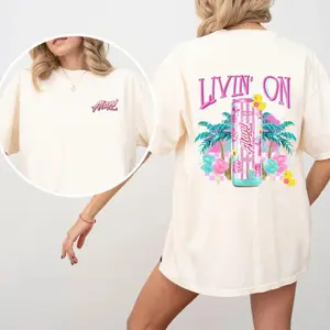 {Graphic Tee 100 %cotton}Livin’ on Alani Nu Cotton Candy T-Shirt – Funny Sweet Energy Drink Graphic Tee, Oversized Cotton Crewneck, Y2K Cute Streetwear, Summer Casual Unisex Shirt for Women & Men, TikTok Viral Gift