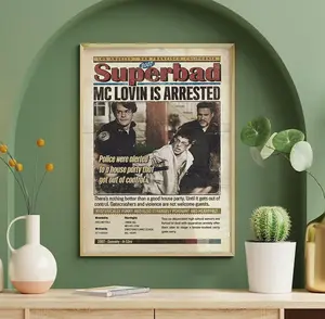 Superbad Teen Film Vintage Poster Mclovin Evan Seth Driver License Funny Poster Gift for Women Men Teen Film Fans Decor Poster Unframed