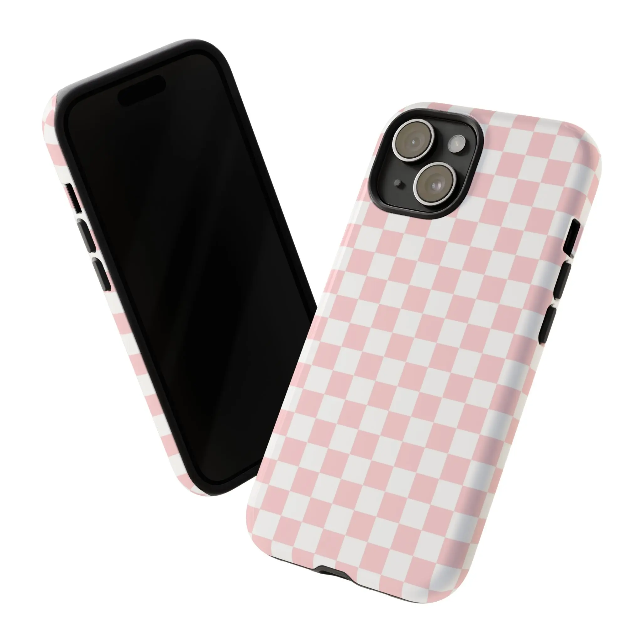 Pink White Checkerboard iPhone case - A Cases with Asthetic Checkerboard Design and Shockproof Protection/ Tough Cover iPhone