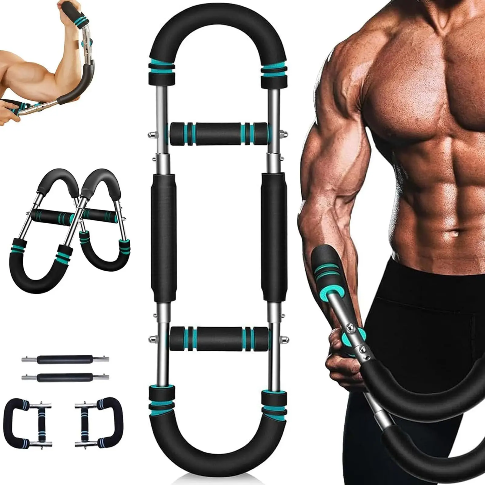 Adjustable Spring Twister Arm Exerciser 60 100lbs Heavy Duty Strength Training Bar for Arm Chest Triceps Wrist Muscle Builder Portable Home Gym Fitness Workout Equipment