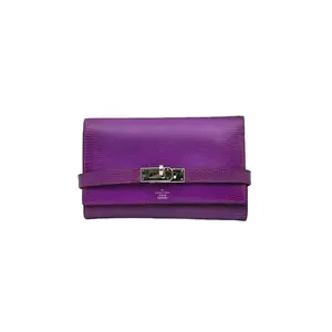Pre-owned HERMÈS HZ7 Kelly Long Wallet — Purple Exotic Leather Clutch with Silver Hardware 61283