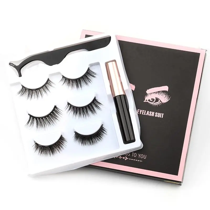 Magnetic Lashes 3D Mink Eyelashes Waterproof Lasting Magnet Liquid Eyeliner Set Magnetic Eyelashes Thick Natural False lashes