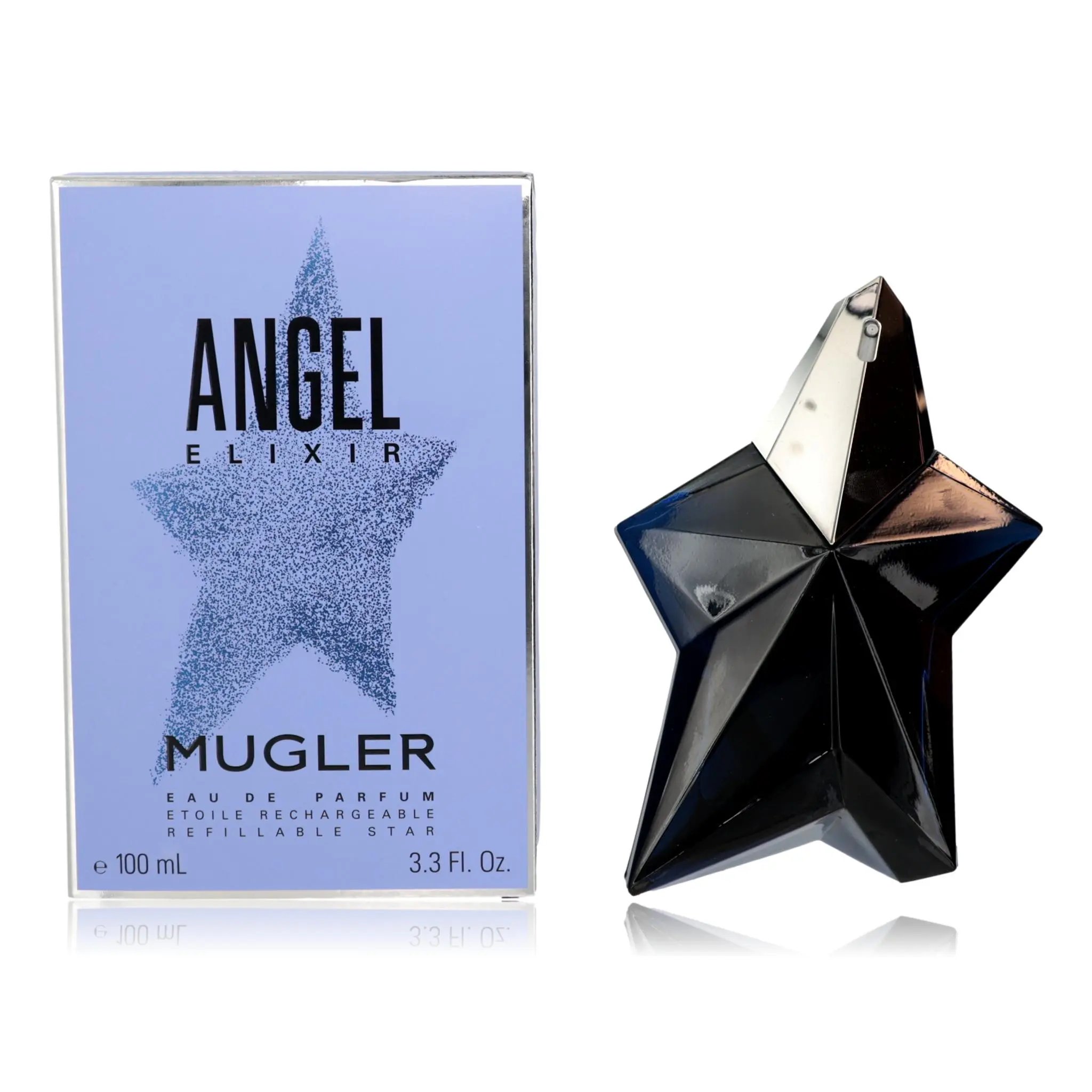 Thierry Mugler Angel Elixir Women's Refillable Perfume Bottle - 3.3 oz Generous Size EDP Spray, Stylish and Functional Fragrance
