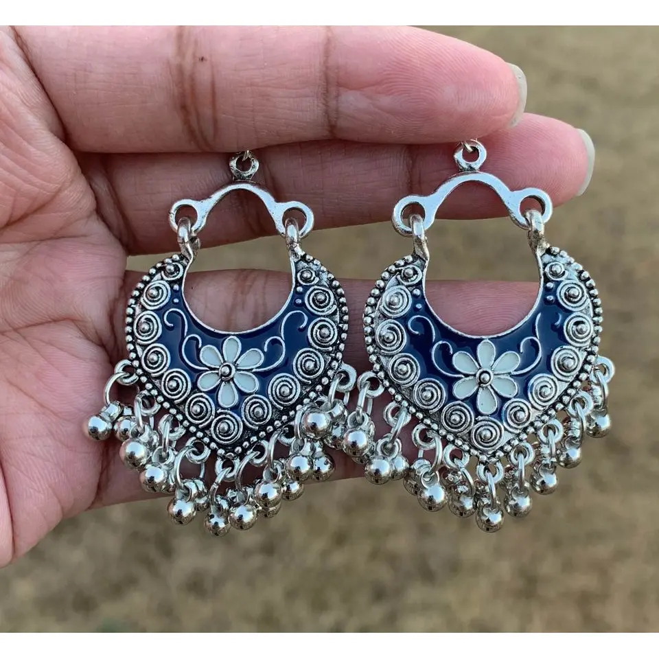 Boho Blue and Silver Dangle Earrings Boho Blue and Silver Dangle Earrings