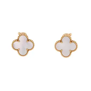 Pre-owned Van Cleef & Arpels Vintage Alhambra Earrings 18K Yellow Gold and Mother of Pearl by Rebag