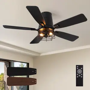 42"/ 52" Ceiling Fan with Lights and Remote Control 6 Speeds Qiuet Framerhouse Ceiling Fan for Bedroom Living Room Kitchen Indoor Outdoor