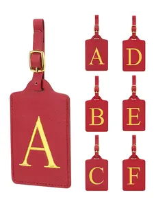 Women PU Leather Luggage Tag, Personalized Letter Design, Durable & Stylish Travel Accessory, Perfect Privacy Protection (wine ), Stylish Playful Charm, Charms For Bags, Initial Bag Charm, Bag Decoration