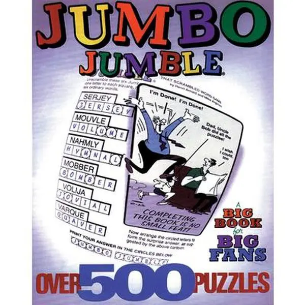 Jumbo Jumble(r) Puzzles Book - English Trade Paperback for Big Fans, 500 Word-Scramble Challenges, 11" h x 8.5" l x 1.25" w, Tribune Media Services, Over 500 Puzzles