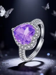 Amethyst Starlight Heart Ring