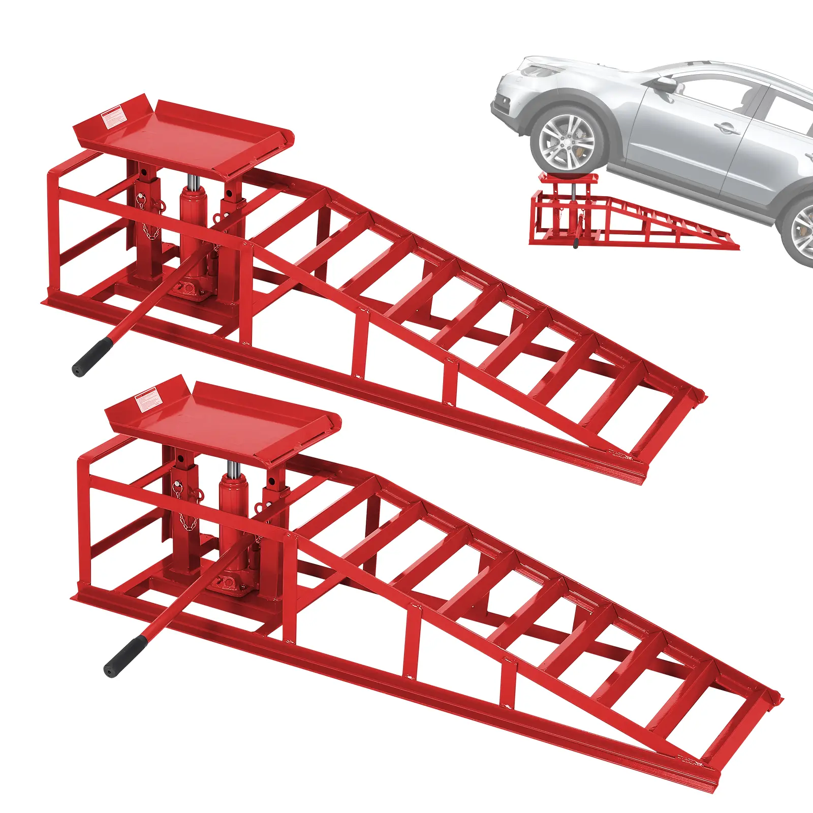 GARVEE Heavy Duty Hydraulic Car Lift Ramps 2-Pack – 11,050 lbs (5 Ton) Capacity, Low Profile Steel, Adjustable High Lift (9.4-13.34 in), Oil Change & Garage Repair Service Ramps Heavy Duty Hydraulic Car Lift Ramps 2-Pack
