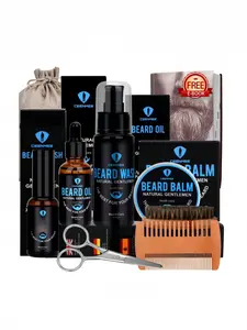 A men's beard care set, including beard shampoo, beard oil, beard cream, leave-in conditioner, comb, brush and scissors, is a perfect gift for men, fathers and husbands, and is ideal for Valentine's Day