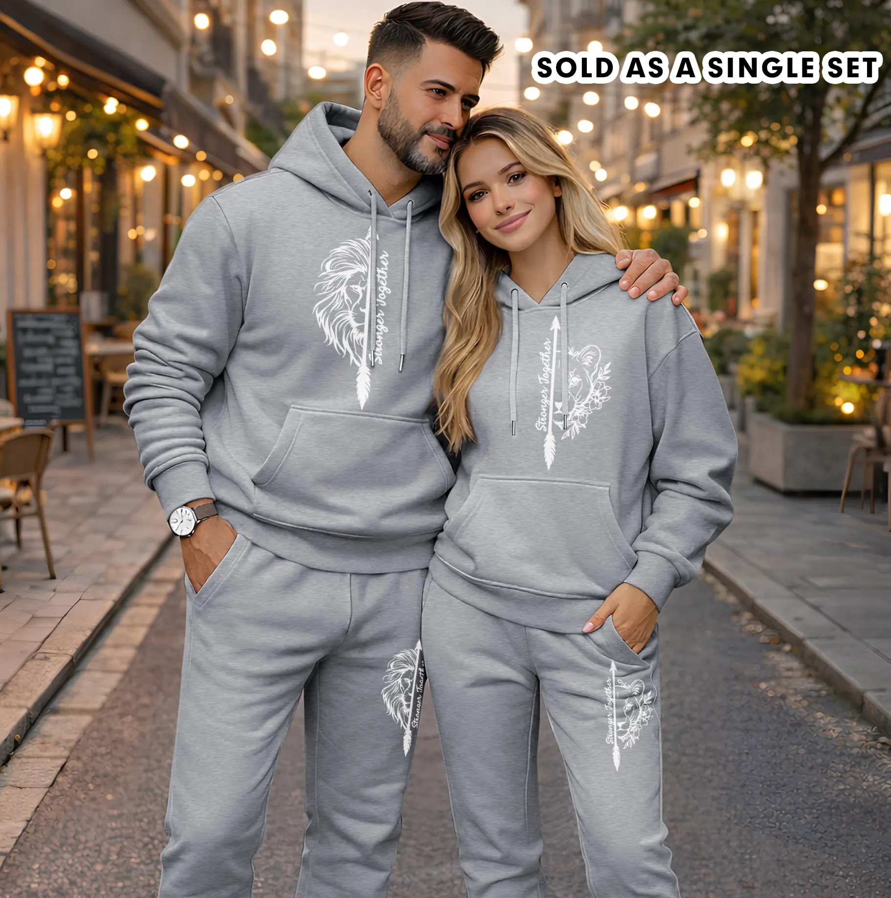 Men's 2-Piece Tracksuit, Casual Oversize Letter Print Hoodie and Sweatpants Set, Polyester Sportswear for Spring and Autumn, Baggy