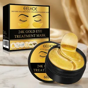 60pcs 24K Gold Collagen Eye Mask Anti-Aging Dark Circles Removal Eye Patches Moisturizing Hyaluronic Acid Brightening Face Care Products Skin Care Tools for Women Men Soothing Under Eye Brightener Eye Tightener Hydrating