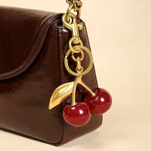 Cherry Sparkling Resin Bag Charm, Cherry Bag Charms， trendy cute key chain， fashion  Bag Charms