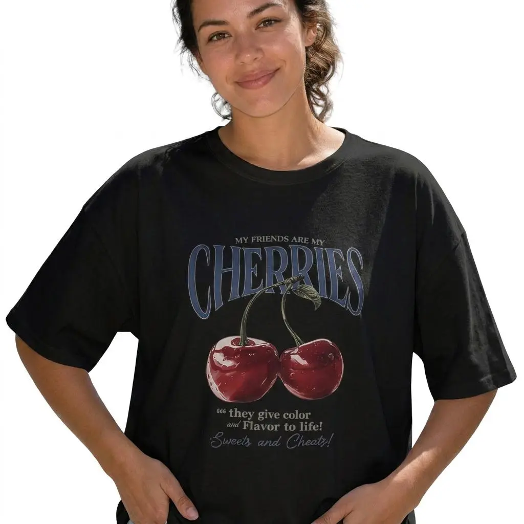 Vintage Cherry Graphic Tee Women Plus Size Cute Retro Fruit Shirt