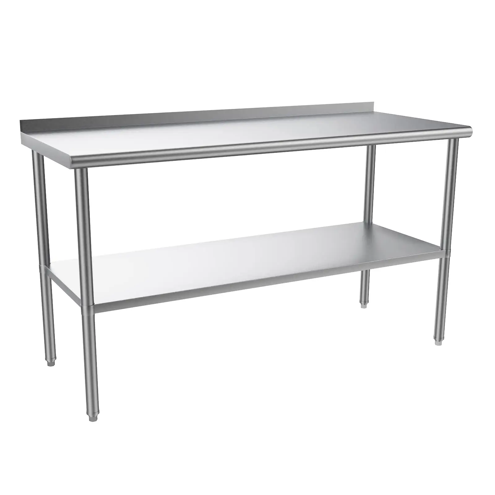 ROVSUN 60'' x 24'' Stainless Steel Table for Prep & Work,Commercial Worktables & Workstations, NSF Heavy Duty Metal Table with Adjustable UnderShelf &