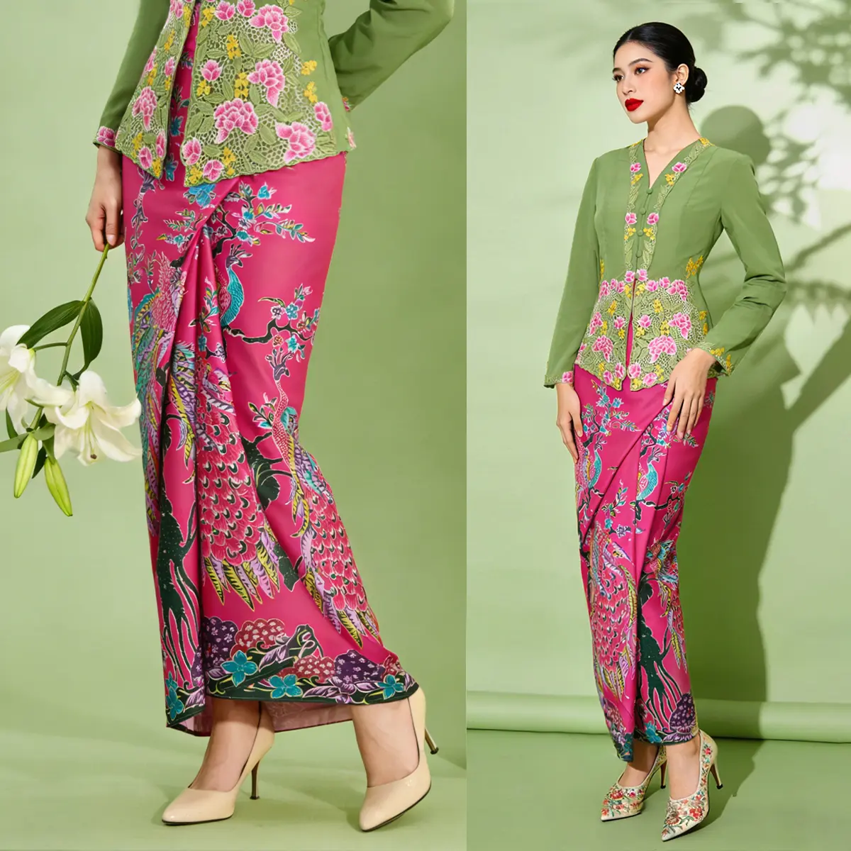Modern kebaya, women's midi skirt, wrap dress, sarung women's style ...