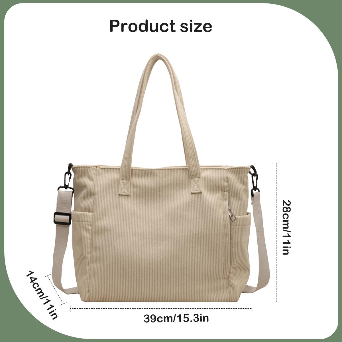 Large Capacity Corduroy Tote Bag Your Everyday Everything Tote Effortlessly Roomy with Top Handle and Shoulder Strap Chic Corduroy Work Purse