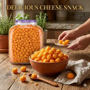 Crunchy Cheese Flavor Snack Balls Party Size Barrel Crispy Bite Size Snack Puffs Family Sharing Treat 36.5oz Container