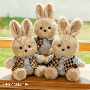 Sitting Rabbit Plush Toy, Stylish Vest, Soft Fluffy Stuffed Animal, Room Decoration, Birthday Gift, Easter, Mother's Day, Graduation, Wedding, Cuddly Stuffed Animal
