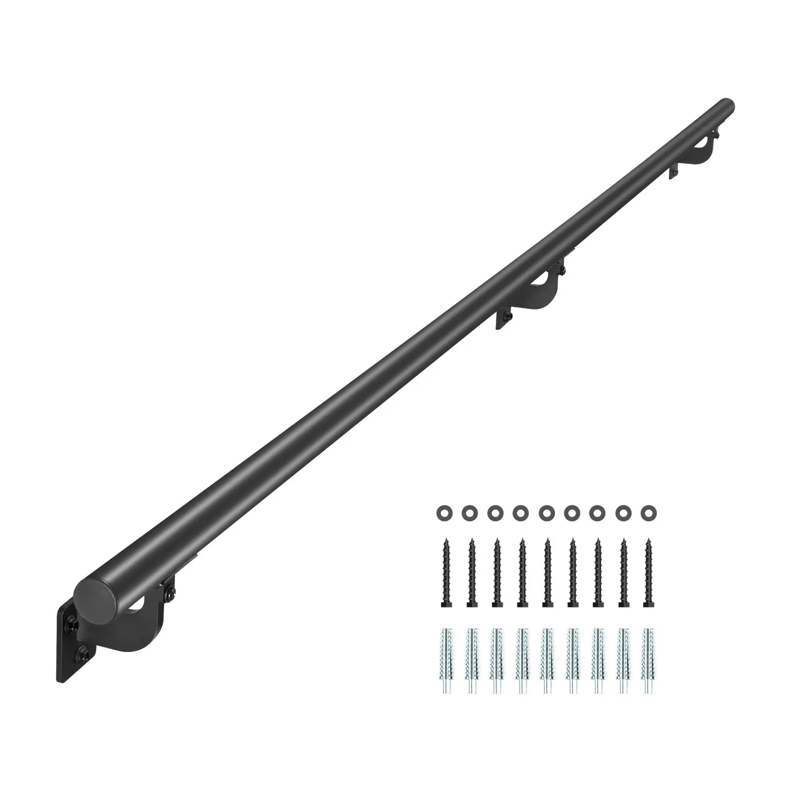 【Summerfinds】VEVOR Wall Mounted Stair Handrail, 6ft Pipe Staircase Handrail, Black Galvanized Aluminum, 1.26 inch Pipe Diameter, Indoor&Outdoor Staircase Railing,Industrial Hand Rail for Steps,Security Baluster