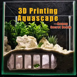 3D Roman Palace Aquatic Cave Diorama for Climbing Fish, Lizard Habitat, Office Use, Perfect Gift, Deep and Shallow Water Zones