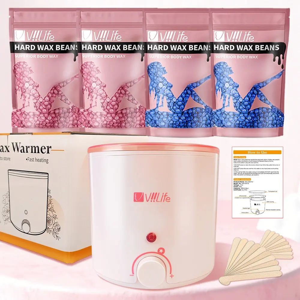 Quick Heating Wax Pot Set, Fast Melting Wax Heater with Wax Beans, Home Salon Grade Hair Removal for Sensitive Skin, Unisex Full Body Use, Home Waxing, Wax Warmer Machine, Wax Warmer Kit