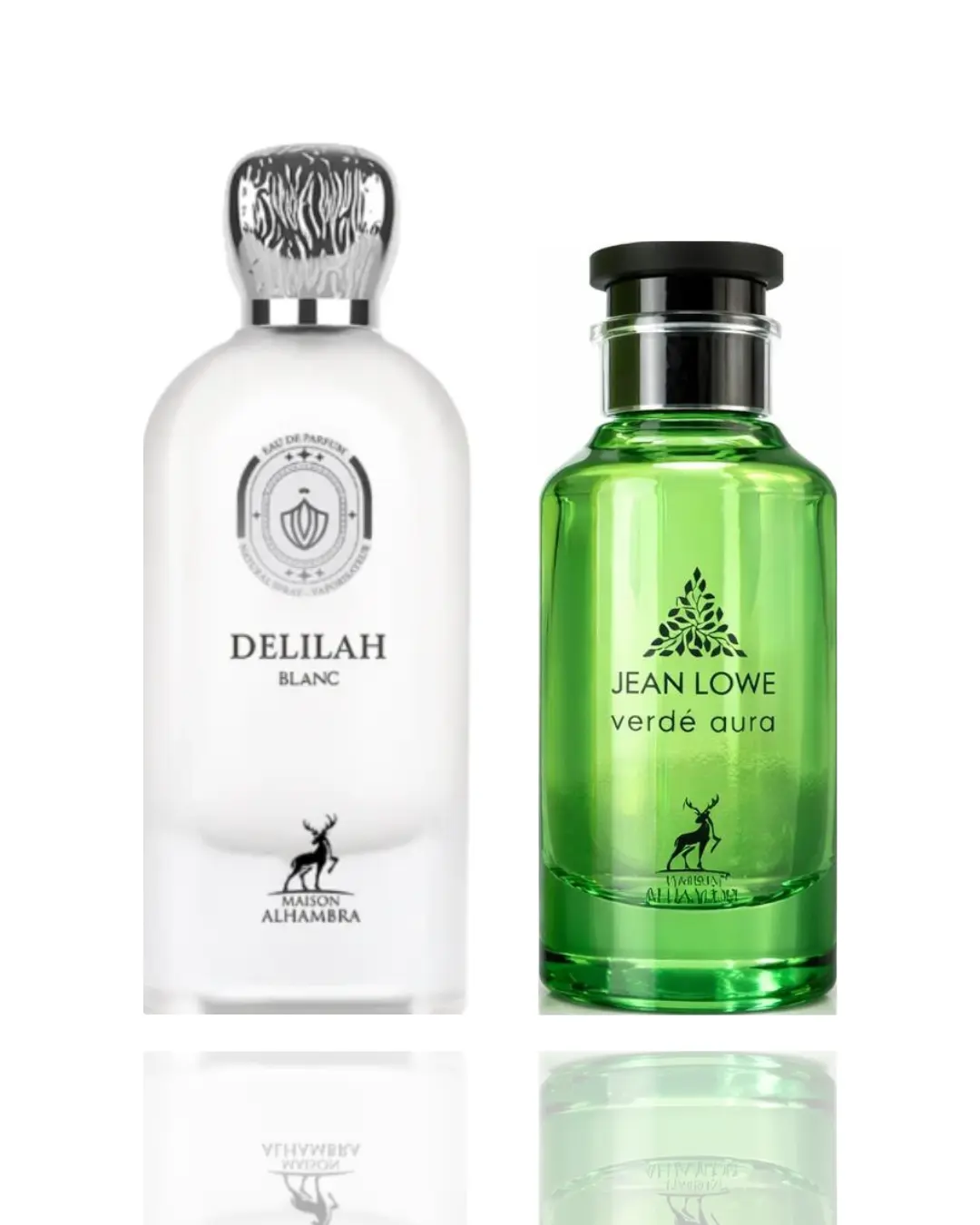 Lattafa Delilah Blanc + Jean Lowe Verde Aura Packaged Unisex Fragrance 2-Piece Bundle Set - Clean Harmony, Modern Fresh, Soft Floral, Elegant Scent, Musk Unisex Fragrance for Everyday Wear