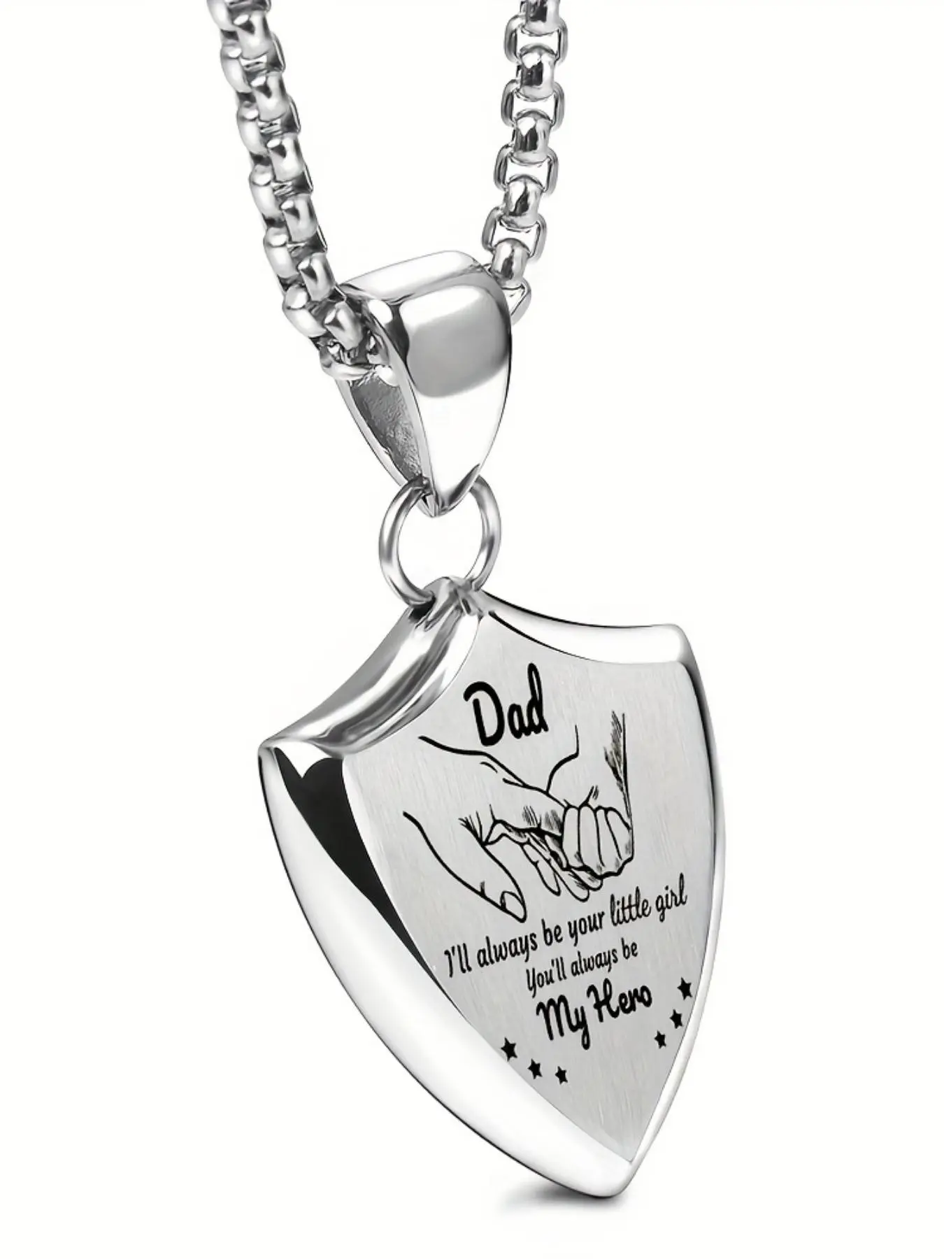 Men's Fashion Letter Pattern Heart Shaped Pendant Chain Necklace As Gift, Stainless Steel Jewelry, Trendy Male Jewelry for Birthday Gift, Love Necklace