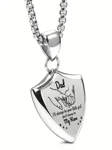 Men's Fashion Letter Pattern Heart Shaped Pendant Necklace As Gift, Stainless Steel Jewelry, Trendy Male Jewelry for Birthday Gift, Love Necklace