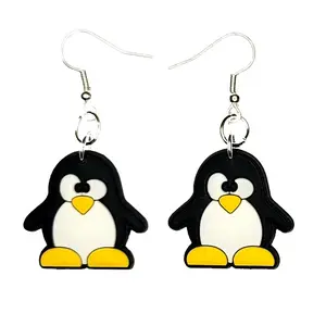 Penguin Earrings Hypoallergenic Silver Plated Fishhooks Yazzle Dazzle Arctic Polar Bear Antarctica Tarmigan Snow Ice Glacier Melt