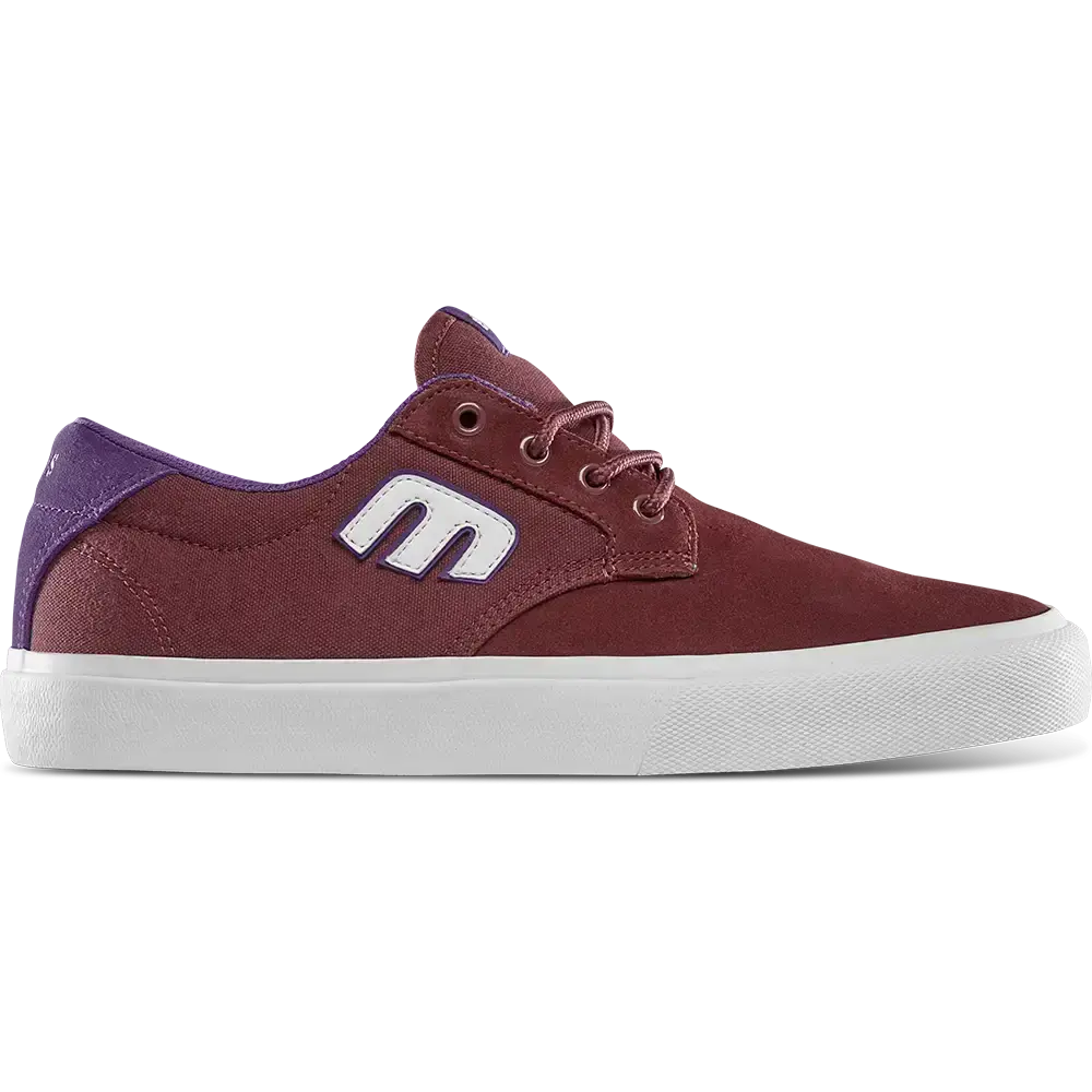 ETNIES Barge Plus Sports Skate Shoes - Maroon & Purple, STI Performance Level 2 Insole, Reinforced Force Shield Upper, Low-Top, Vulcan Construction, Round Toe, Lace-Up Casual Trainers, Laces, Low Top Shoes, Reinforced Suede, Moderate, Sneaker, Sports Shoe