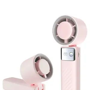Portable Handheld Turbo Fan - Foldable Mini Fan with Air Turbo Tech, LED Display, - for Indoor/Outdoor Use, Dark Black