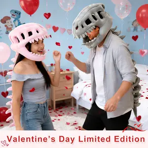 Valentine’s Day Gift Jurassic Park Dinosaur Skeleton Headpiece Fun Role Play Plush Toy Creative Prank Gift for Kids Family and Friends Plush Material Perfect for Role Playing and Pranks