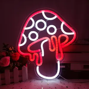 Mushroom Shaped Neon Sign, USB Powered Neon Light with Dimming Switch Decorative Neon Sign for Home Bedroom Living Room, Vanity Decor Accessories, Led Neon Lights, Led Signs, Mood Decorative Lights, Dimming Lighting
