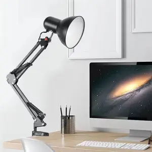 LED Clamp on Desk Lamp,360°Adjustable Swing Arm Desk Lamp,Clamp Light with Eye-Caring LED Bulb for Home Office Reading Drafting