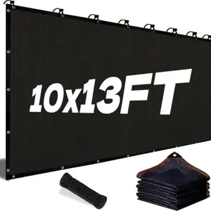 90% Blackout Thick Black Mesh Sunshade Cloth, Reinforced UV Protection Net with Metal Grommets for Patio, Garden, Outdoor Sun Protection