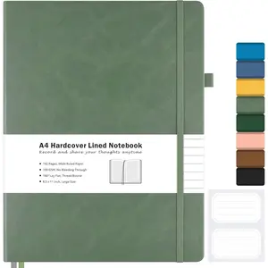 Lined Journal Notebook, 8.5" x 11" Hardcover Notebook for Work, Wide Ruled Notebook Journal for Women Men, 192 Thick Paper, Lay Flat, 2 Pockets, A4 Large Journals for Writing, Green Journal