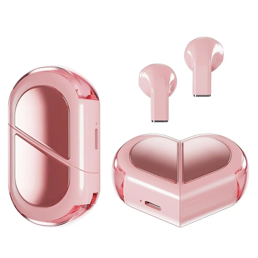 Xmenha Adorable Heart-Shaped Wireless Earbuds – Stylish, Comfortable for Small Ears, Fun Rotating Design, Ideal for Women’s Everyday Use & Perfect Gift!