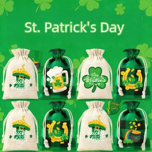 6/12PCS 2026 St.Patrick's Day Gift Bags Set,(5.5x4)inch Drawstring Design Ideal for Holiday Celebrations & Party Favors, Perfect Saint Patricks Decorative Bags Items,Green Parties,Weddings,New Year, Gift Pouch