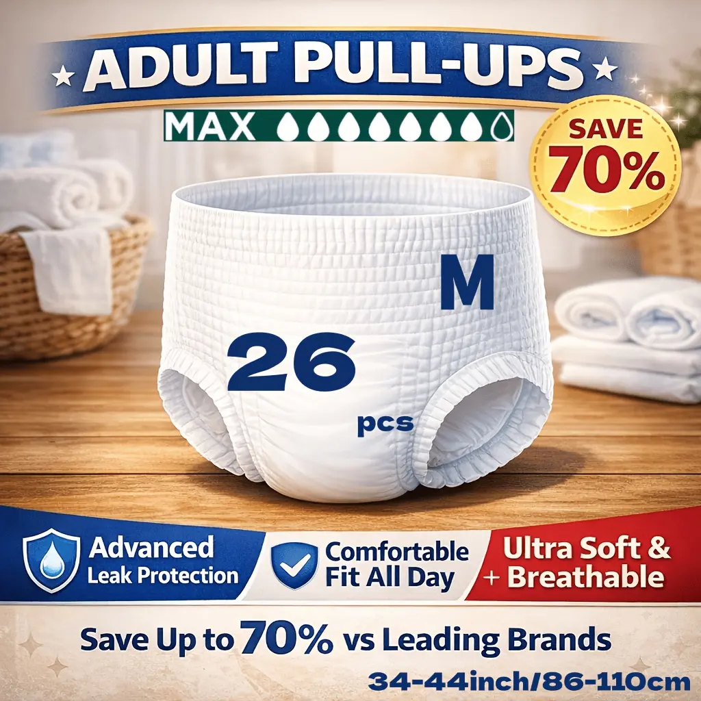 Adult Incontinence Diapers for Seniors, High-Absorbency Daily Leak-Proof Breathable Soft Comfort-Fit, Affordable Bulk Value Pack, 60-70% Lower Cost Than Leading Brands