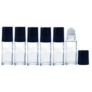 1oz Glass Roller Bottles for Essential Oils, Perfume, and Liquid Deodorant; 30ml Roll on Glass Bottle with a complimentary 2ml Pure Parfum Sample Glass Vial. (6)