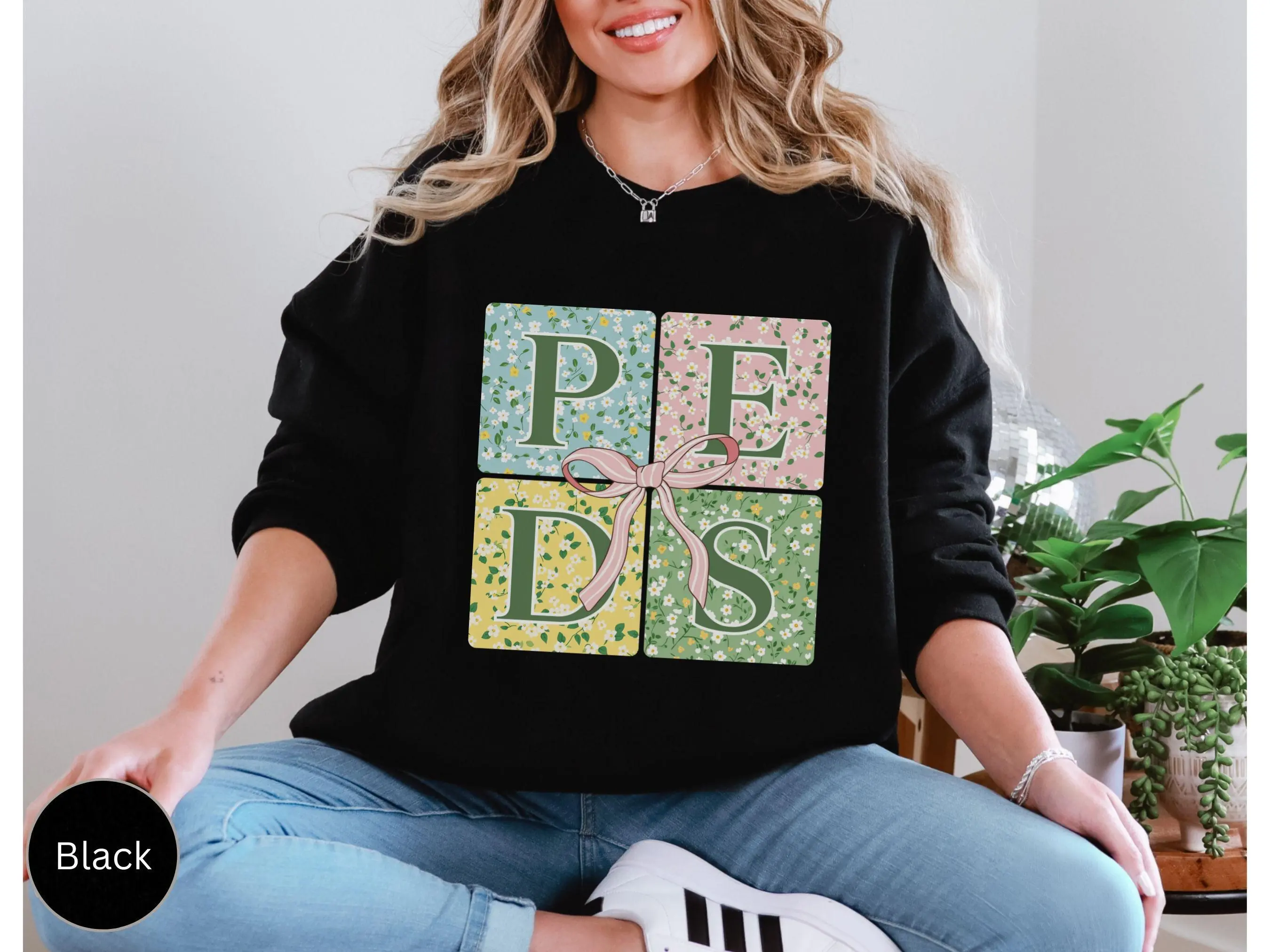 Coquette Pediatric Nurse T-SHIRT /  Sweatshirt, Easter Peds Tshirt, Pediatric t-shirt, Pediatric Nurse shirt, Peds Nurse , Peds Shirt Womenswear oodie Crewneck Unisex